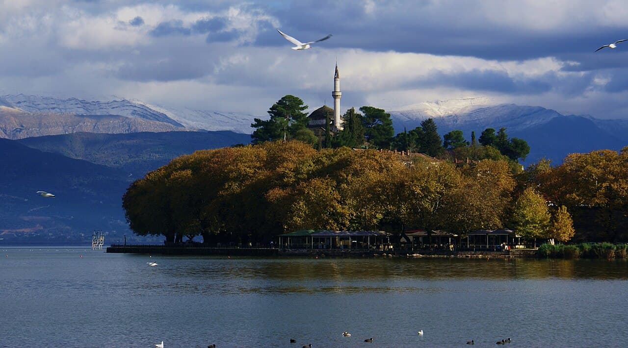 View across Lake Pamvotida in Ioannina